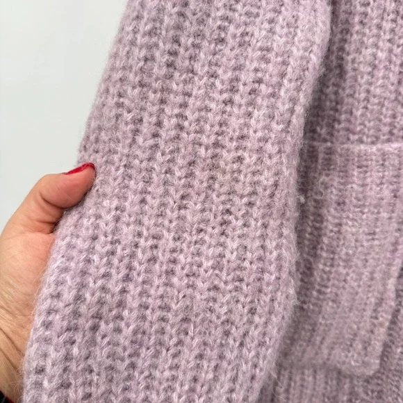 ZARA‎ Oversized Chunky Knit Cardigan Lavender Purple V Neck Button Front Pockets - Picture 5 of 10